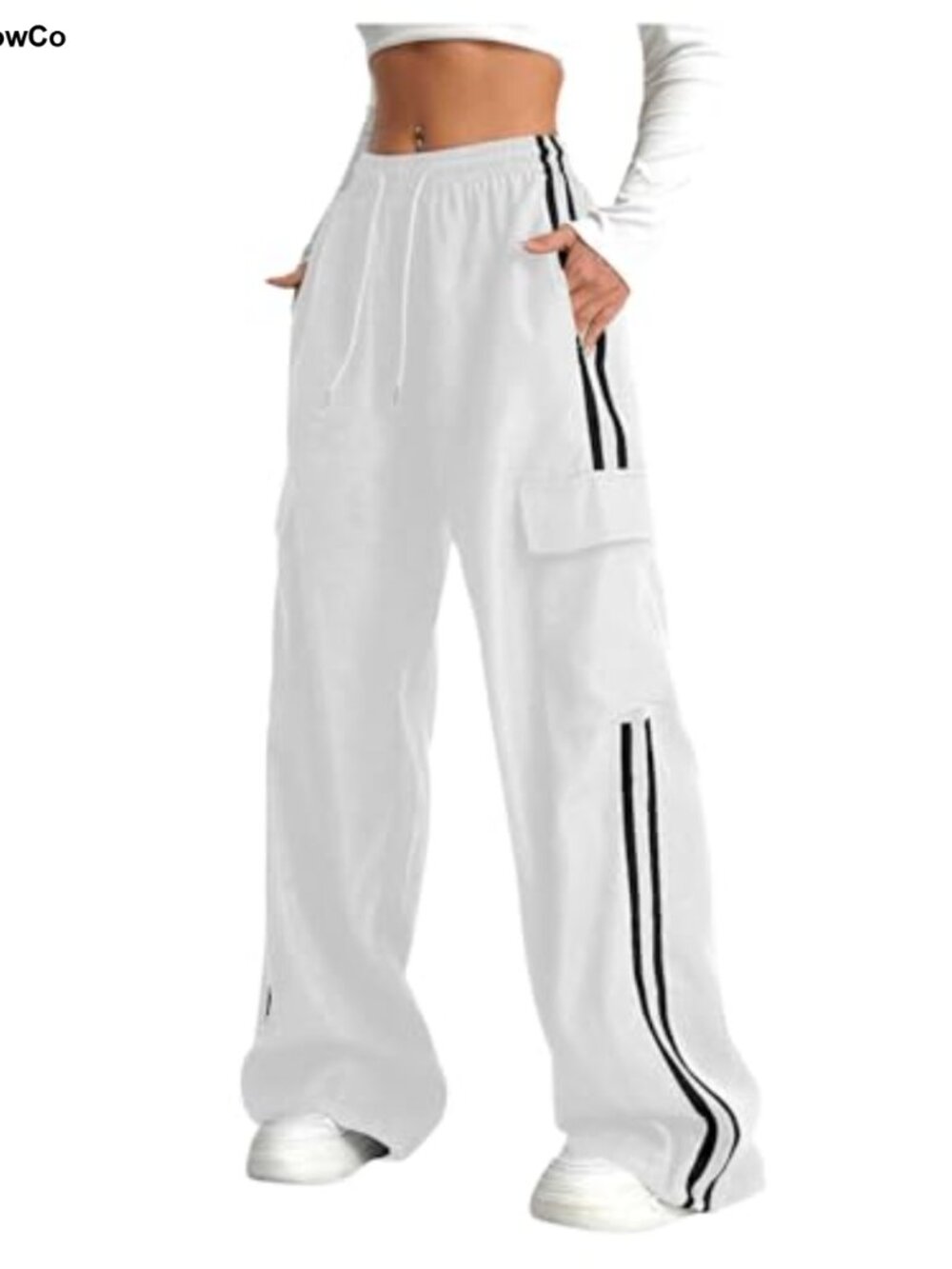 Women's Cargo Pants High Waist Drawstring Wide Leg Casual Streetwear
